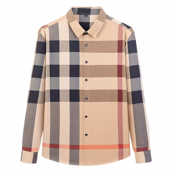 Factory Direct No Ironing Treatment Plaid Long Sleeve Shirt