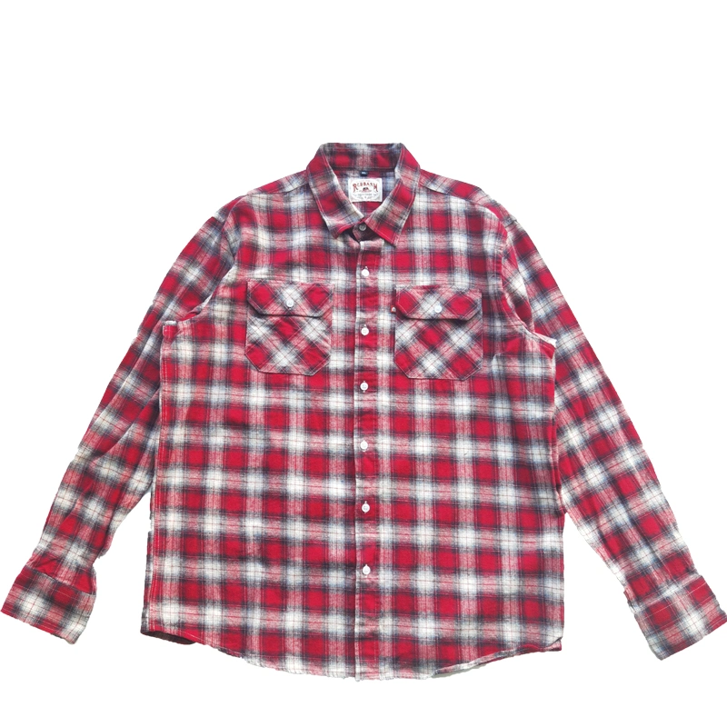 Custom 100% Cotton Dress Woman Flannel Shirt Long Sleeve Custom Logo Embroidered Plaid Flannel Shirt