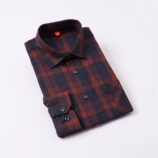 Camicia da uomo formale in flanella scozzese personalizzata all'ingrosso
