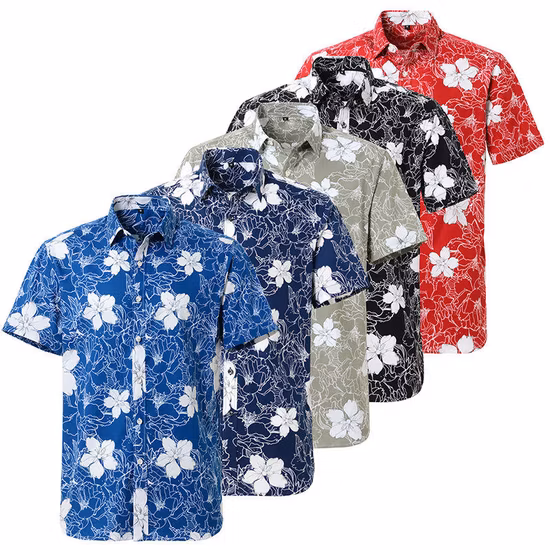 Camicie hawaiane a maniche corte da uomo con stampa digitale in cotone estivo all'ingrosso