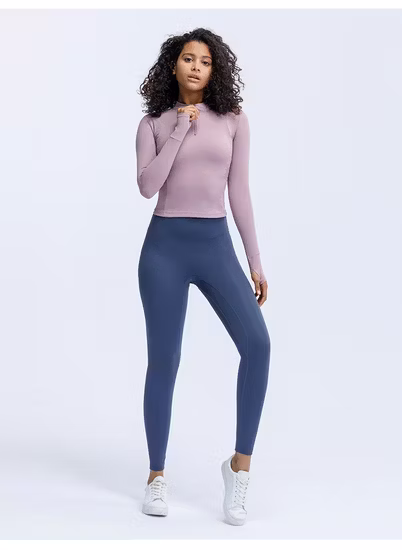 T-shirt da allenamento da donna a maniche lunghe con fori per i pollici