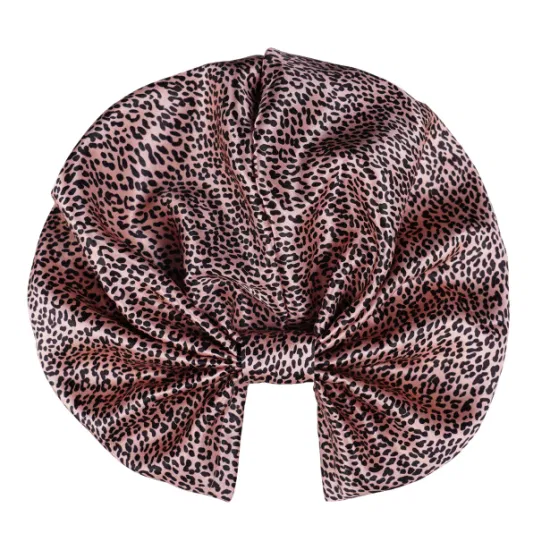 Turbante per capelli in seta 100% 6A di lusso con stampa leopardata di nuovo arrivo per donna