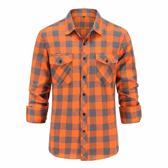 Camicie casual da uomo in flanella scozzese a maniche lunghe, vestibilità regolare, con bottoni