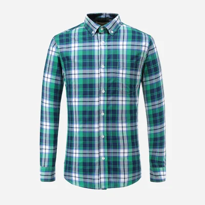 Abbraccia la raffinatezza con una camicia standard scozzese verde da uomo
